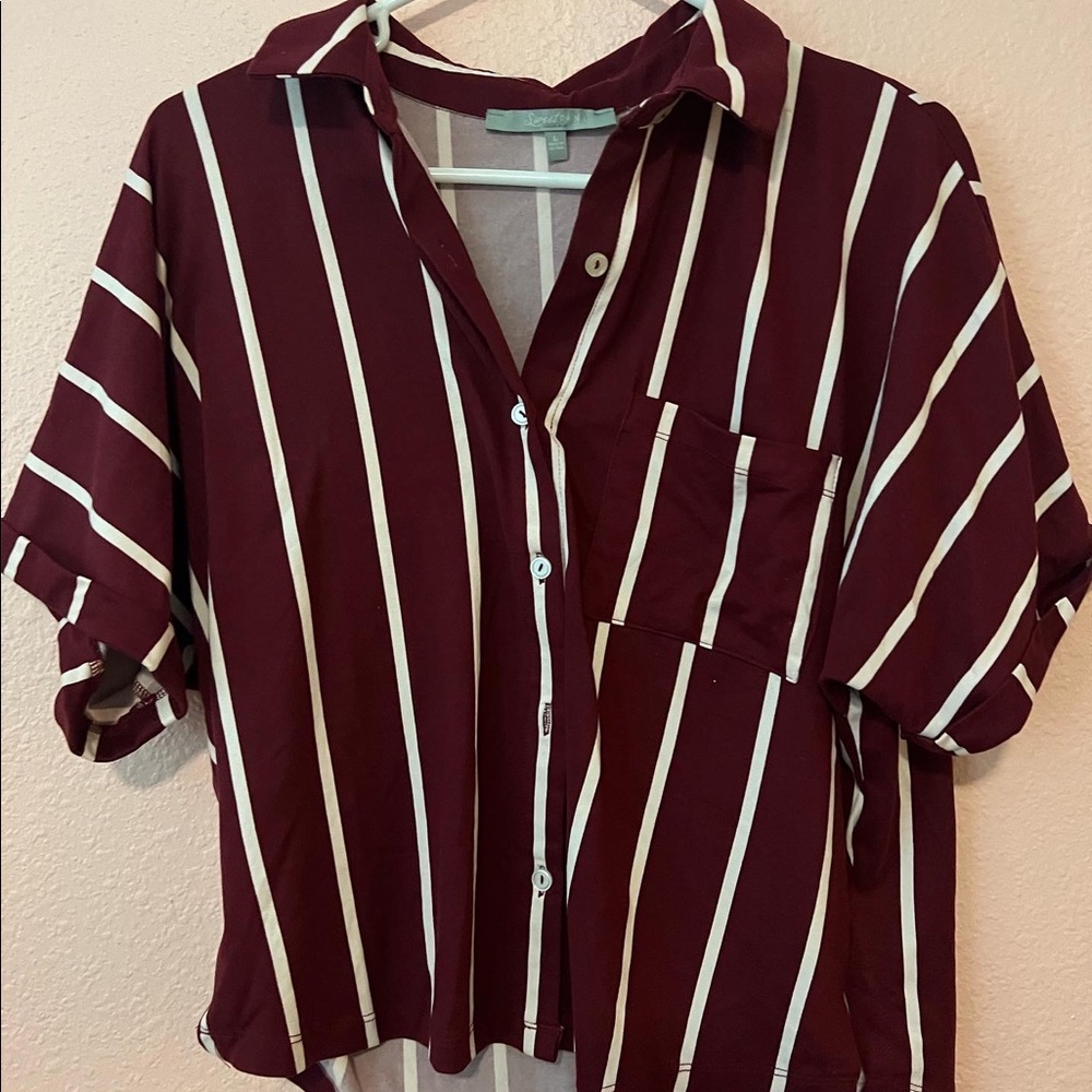Large striped button up size large